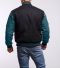 Black Wool Body & Teal Leather Sleeves Letterman Jacket